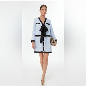 Pomander Place Sky Blue Mini Dress with Black Details